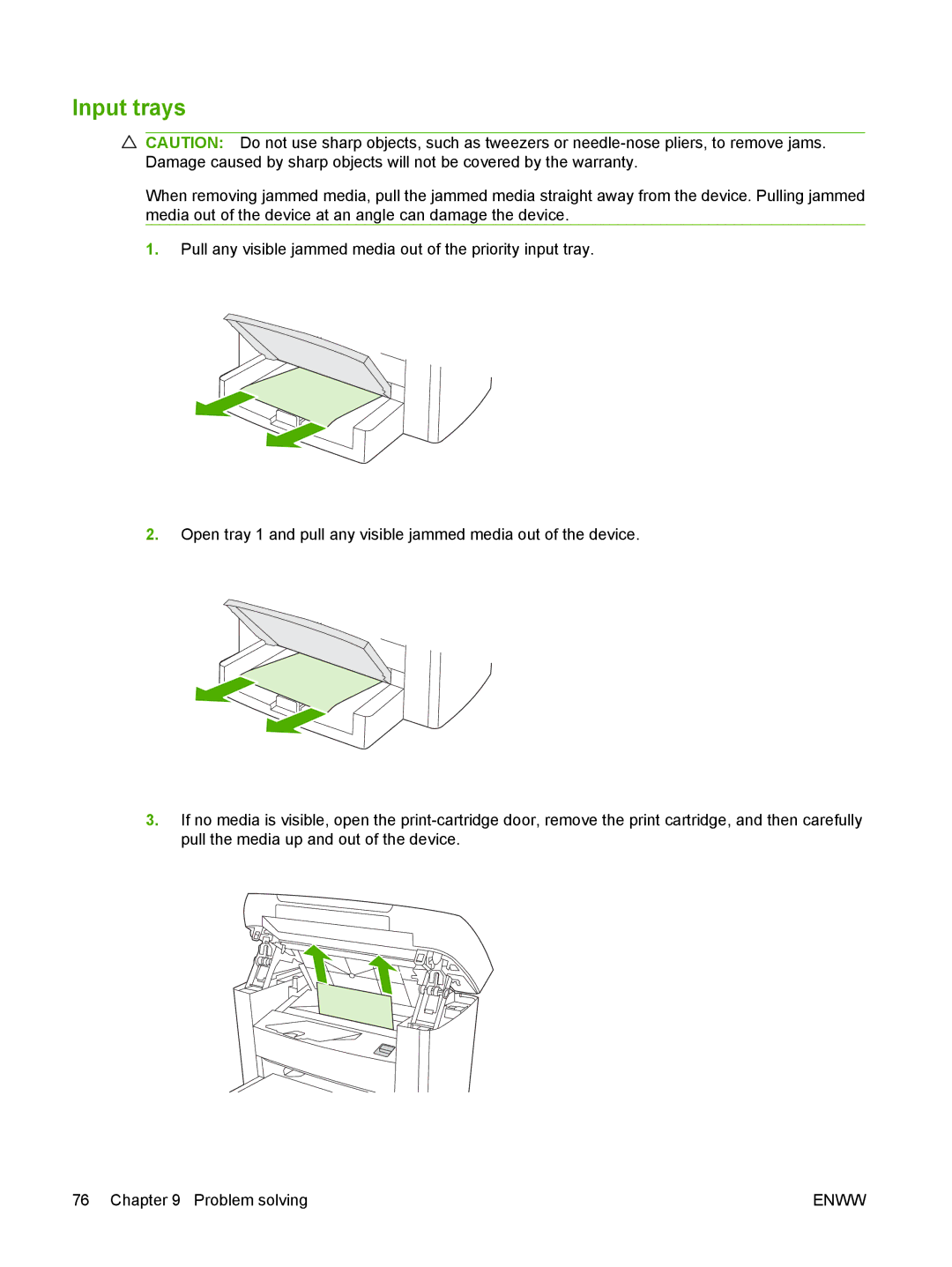 HP M1000 manual Input trays 