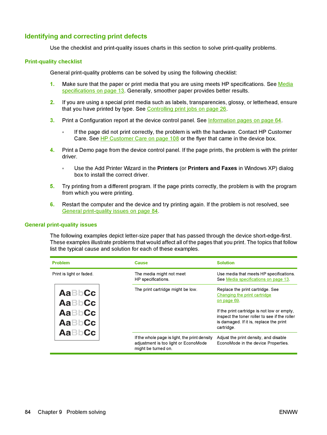 HP M1000 manual Identifying and correcting print defects, Print-quality checklist, General print-quality issues 