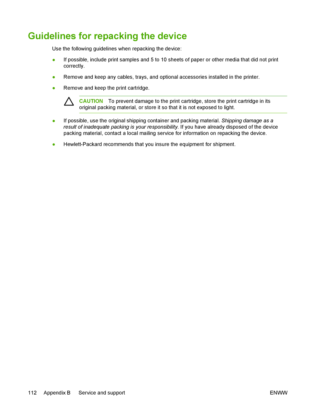 HP M1005 manual Guidelines for repacking the device 