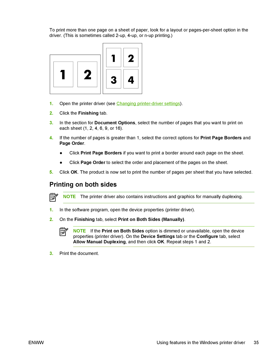 HP M1005 manual Printing on both sides, On the Finishing tab, select Print on Both Sides Manually 