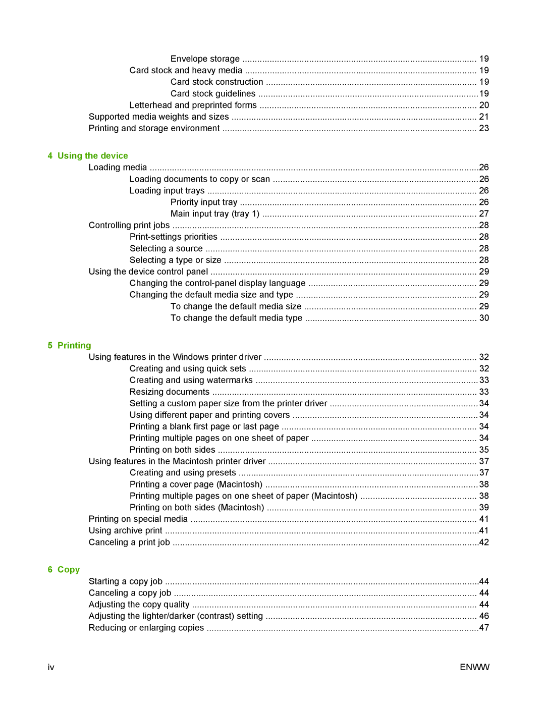 HP M1005 manual Using the device, Printing, Copy 