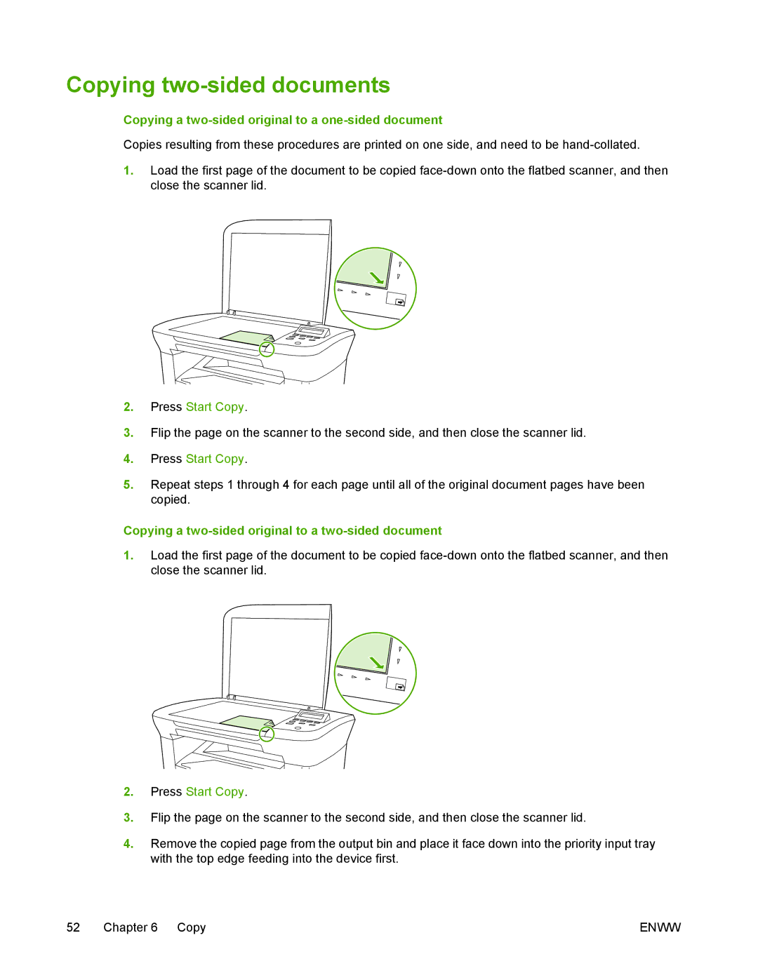 HP M1005 manual Copying two-sided documents, Copying a two-sided original to a one-sided document 