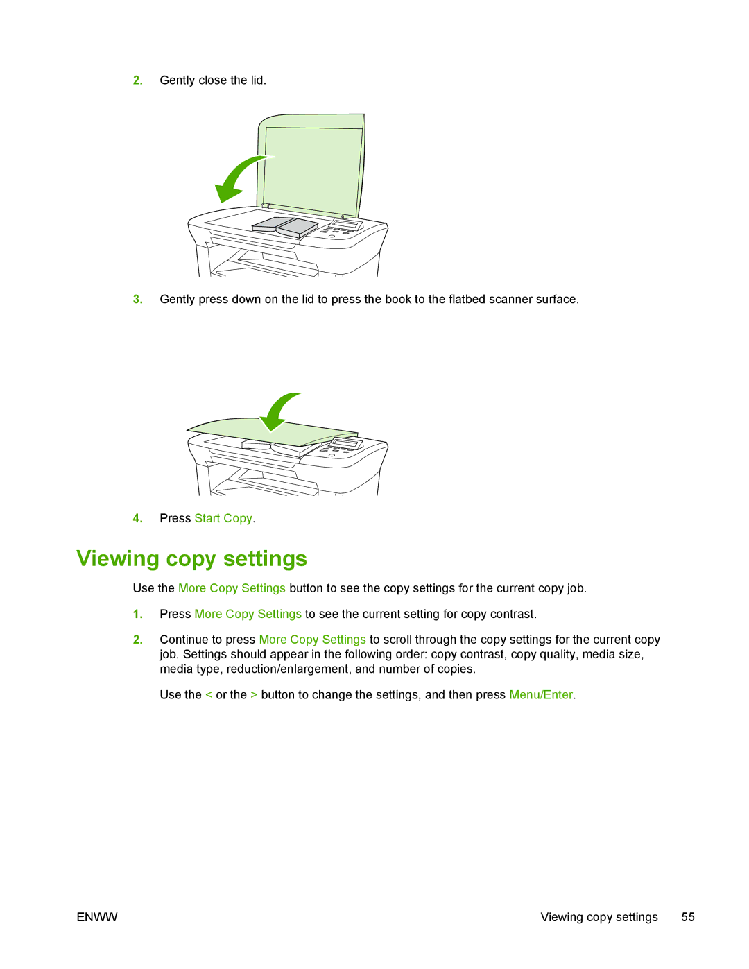 HP M1005 manual Viewing copy settings 