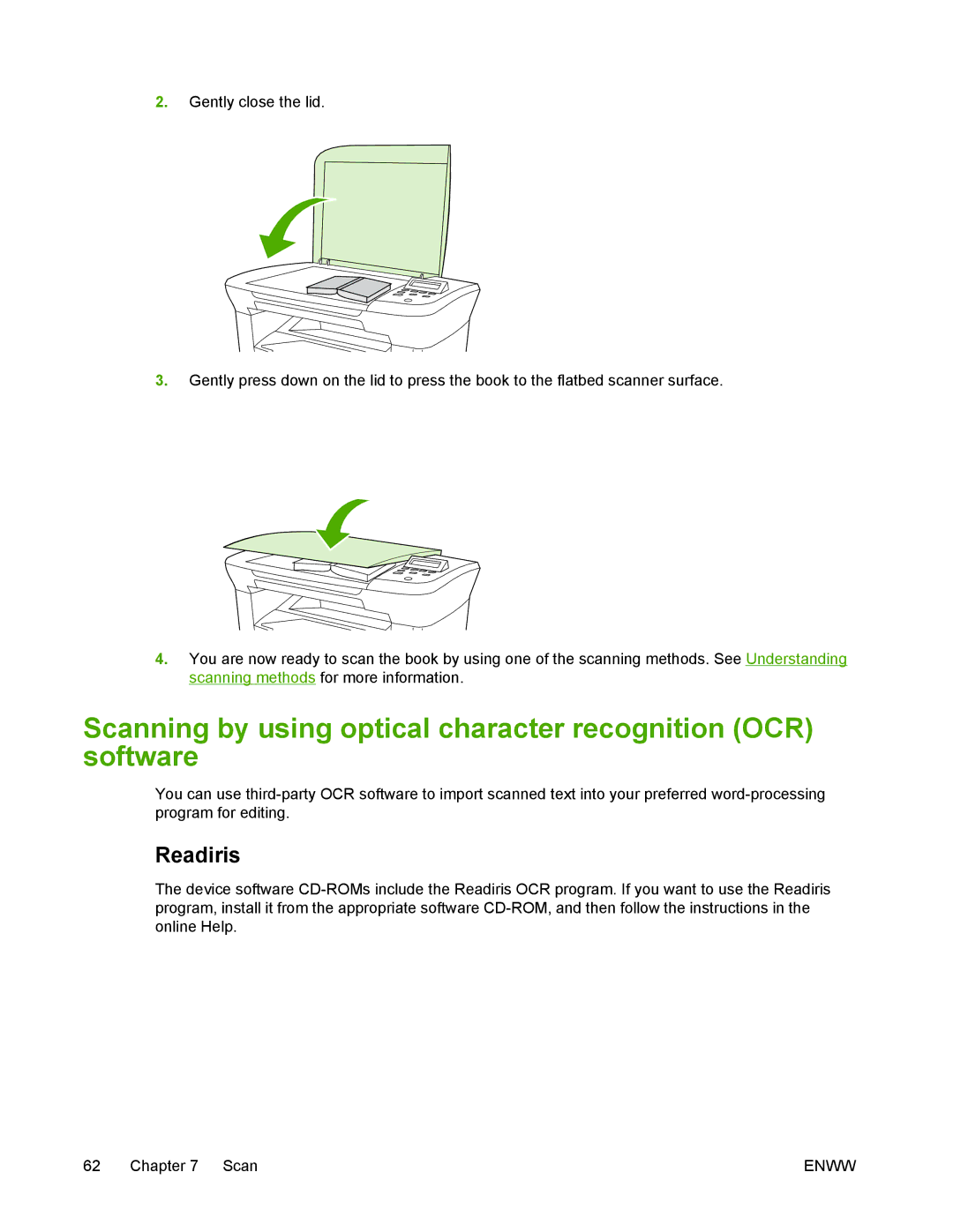 HP M1005 manual Scanning by using optical character recognition OCR software, Readiris 