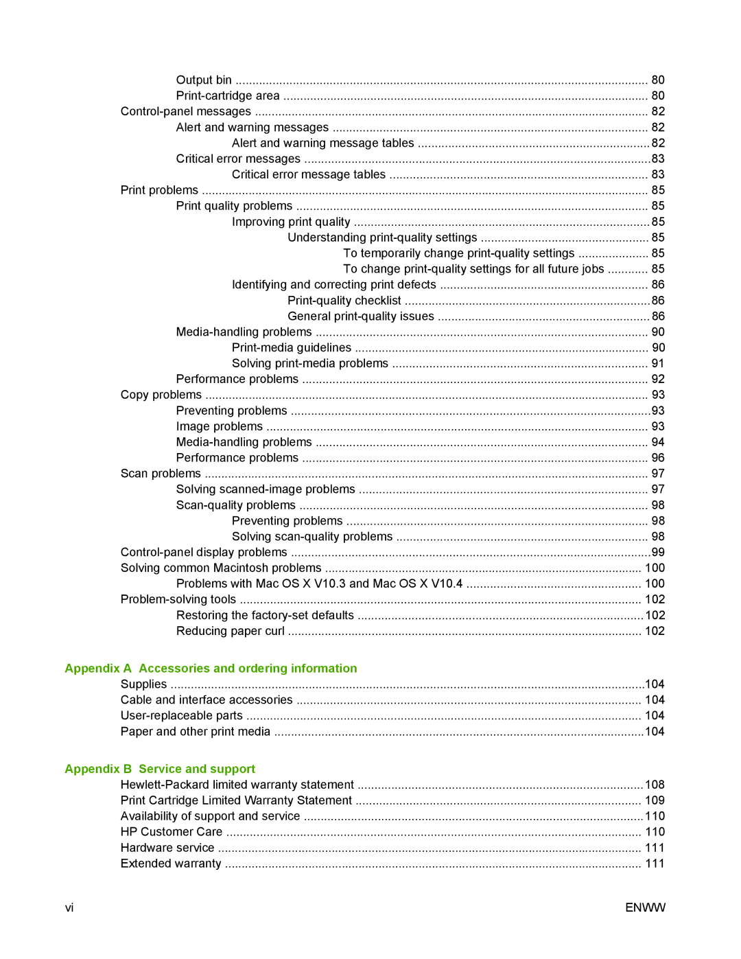 HP M1005 manual Appendix a Accessories and ordering information, Appendix B Service and support 