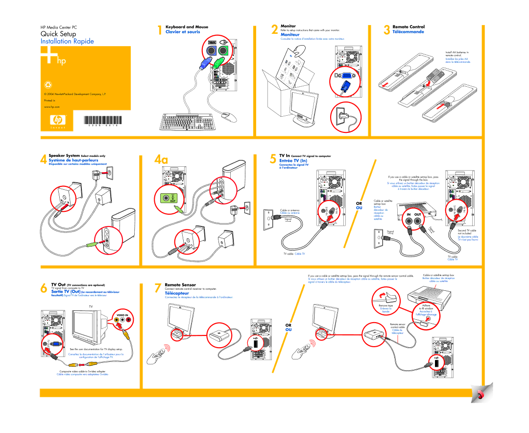 HP m1050y (PU127AV), m1080n, m1072n manual Clavier et souris, Moniteur, Télécommande, Entrée TV, Remote Sensor, Télécapteur 