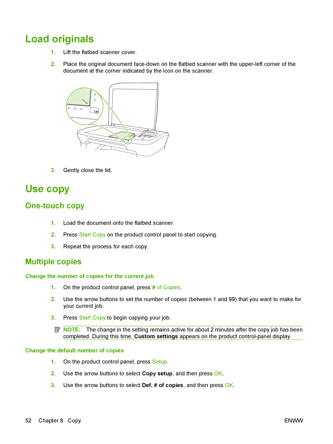 HP M1120 MFP manual Load originals, Use copy, One-touch copy, Multiple copies 