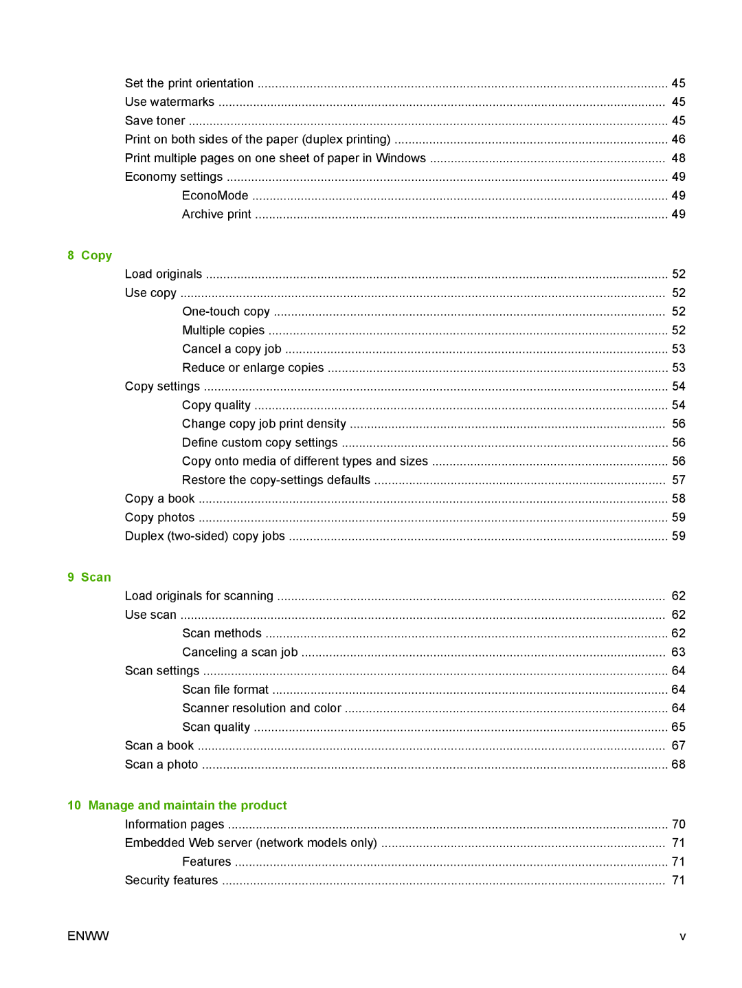 HP M1120 MFP manual Copy, Scan, Manage and maintain the product 