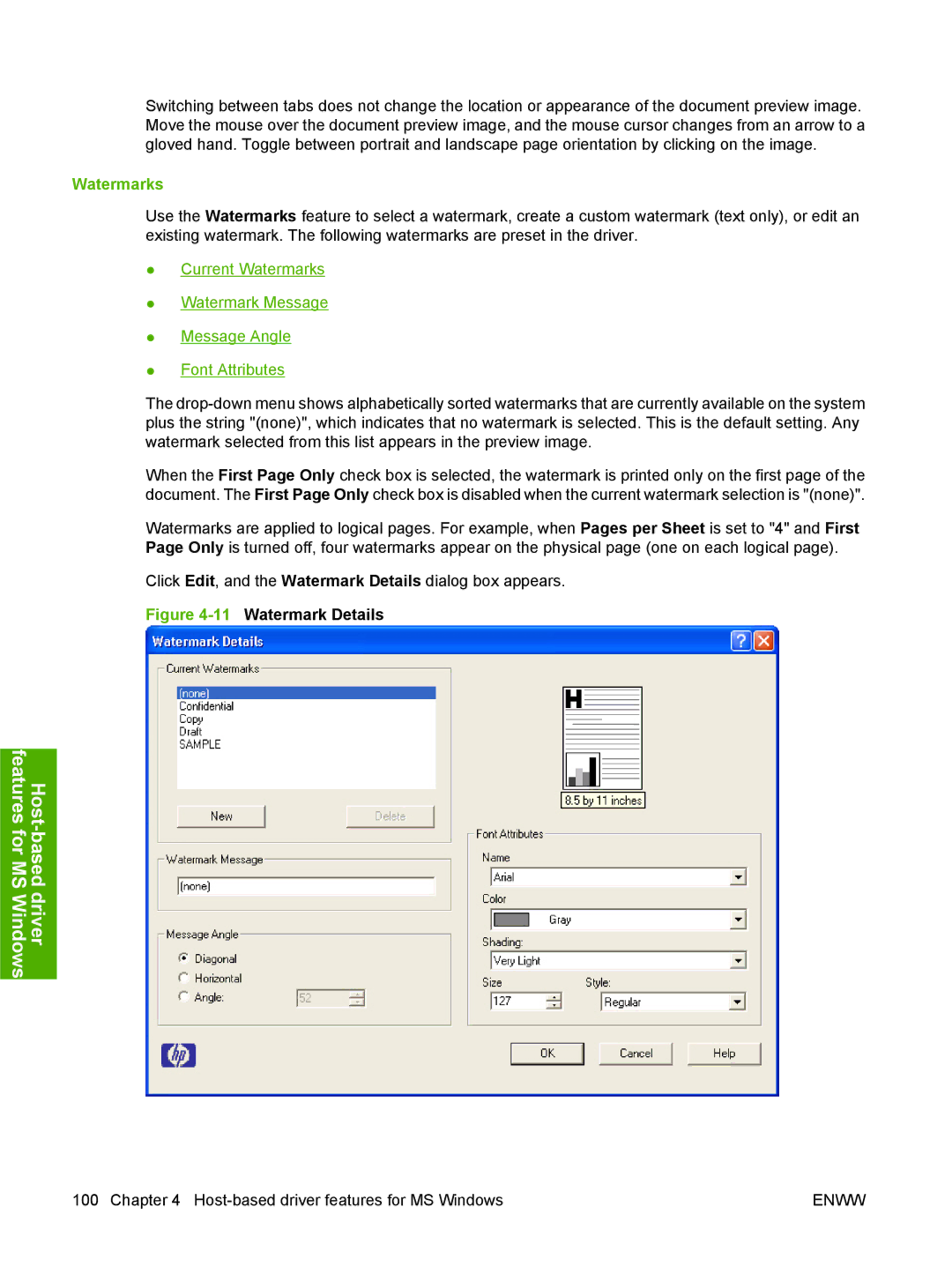 HP M1120n manual Watermarks, 11Watermark Details 