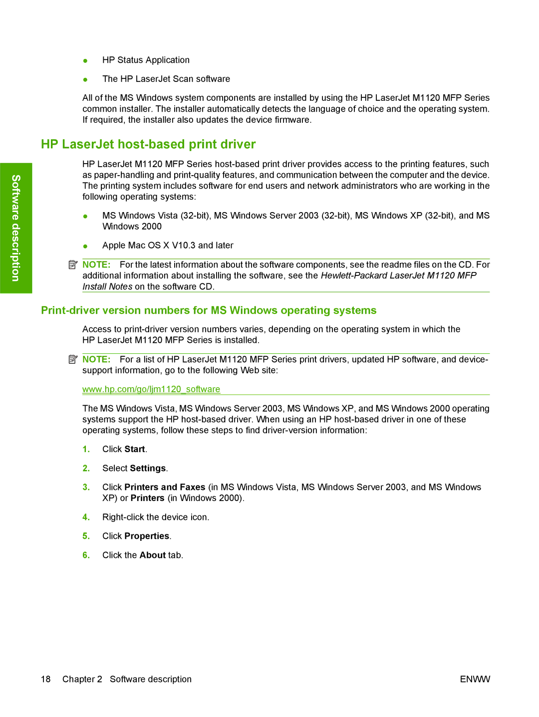 HP M1120n manual HP LaserJet host-based print driver, Click Properties 