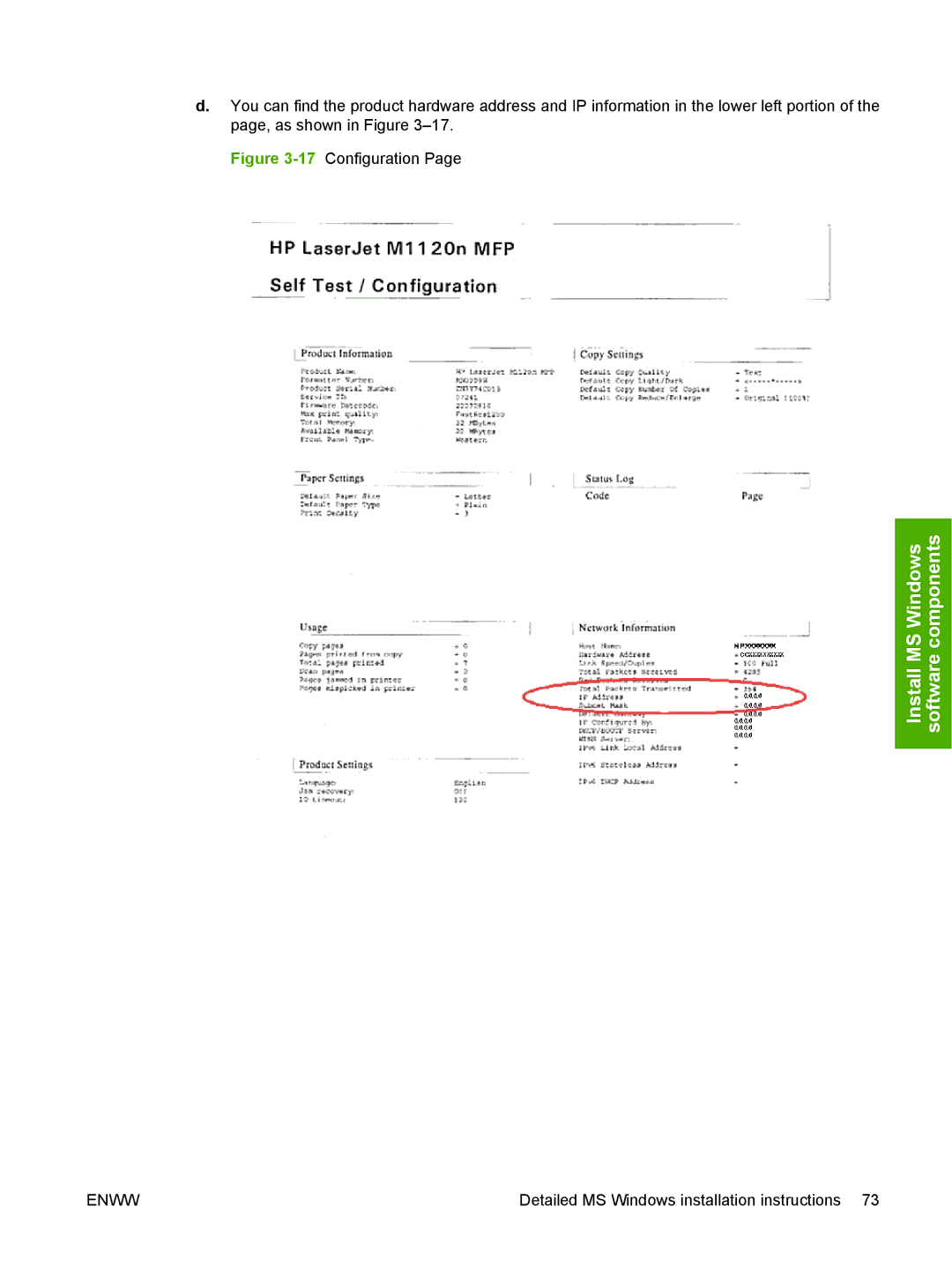 HP M1120n manual 17Configuration 