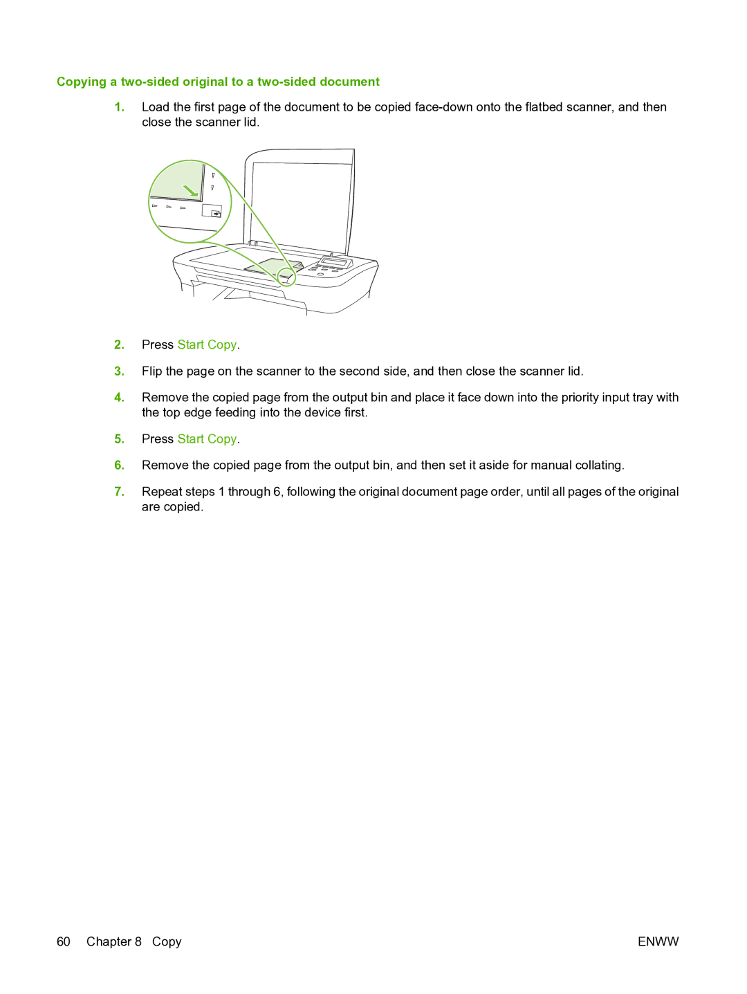 HP M1120n manual Copying a two-sided original to a two-sided document 