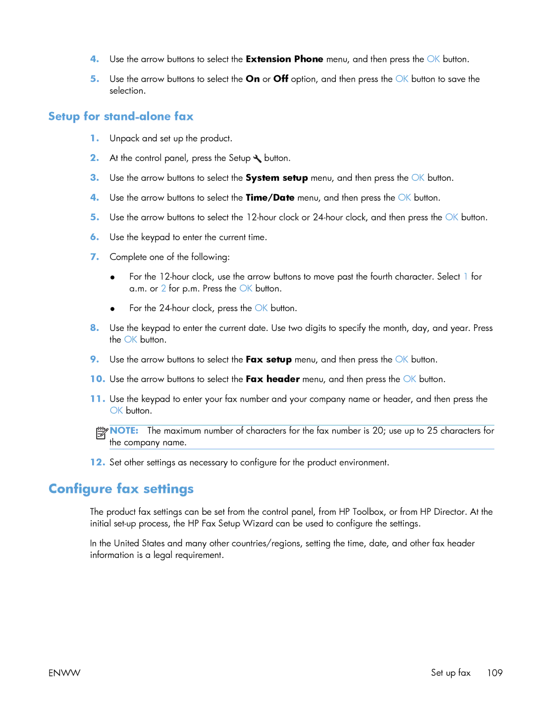 HP M1216nfh, M1214nfh, M1213nf manual Configure fax settings, Setup for stand-alone fax 