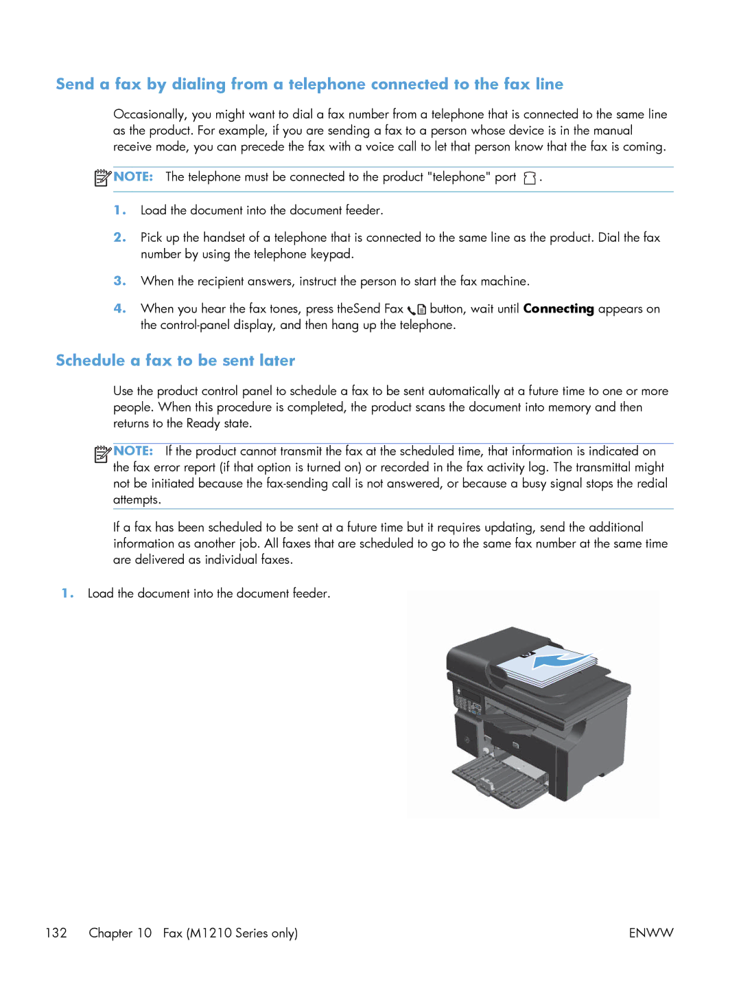 HP M1213nf, M1216nfh, M1214nfh manual Schedule a fax to be sent later 