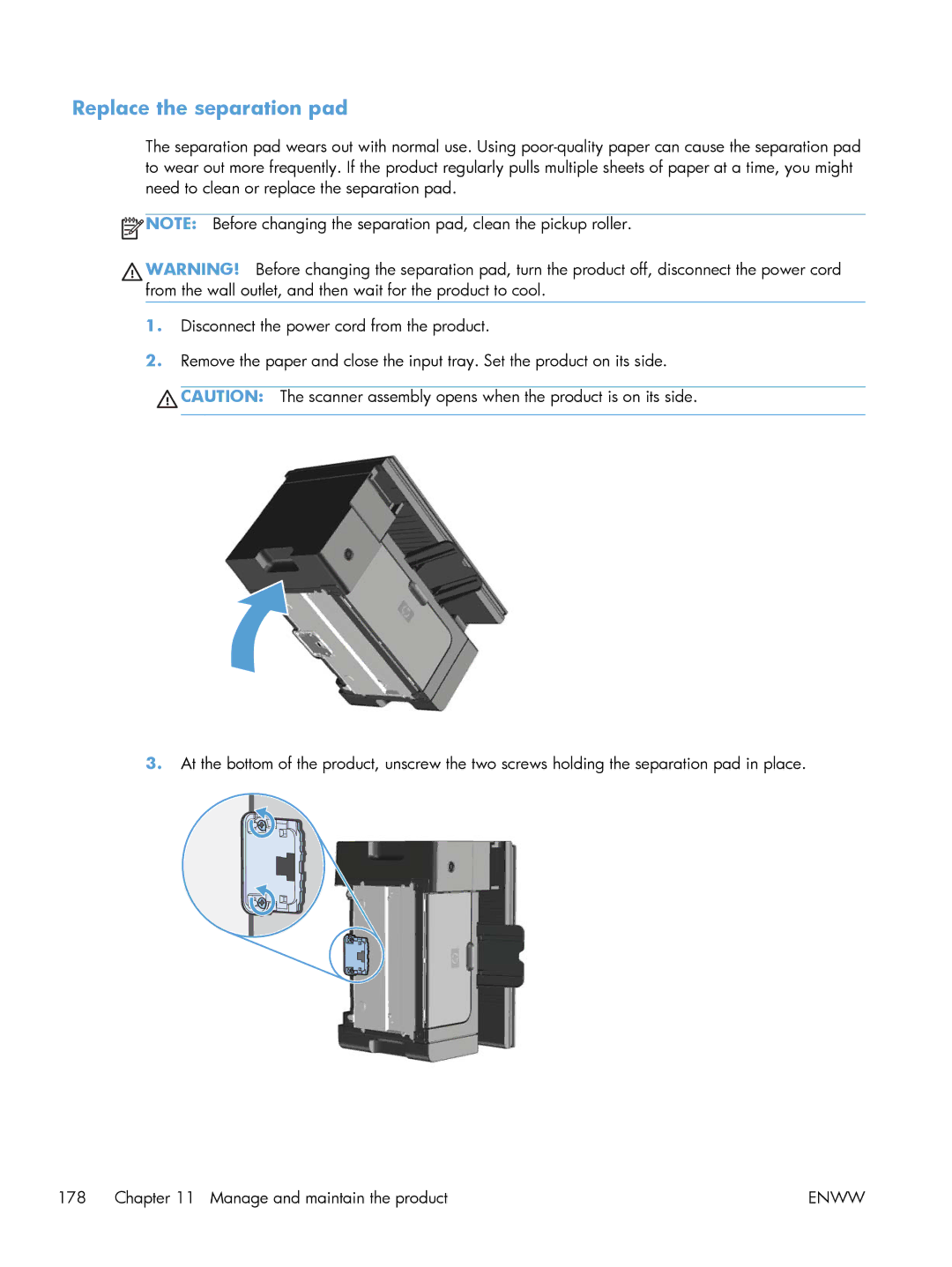 HP M1216nfh, M1214nfh, M1213nf manual Replace the separation pad 