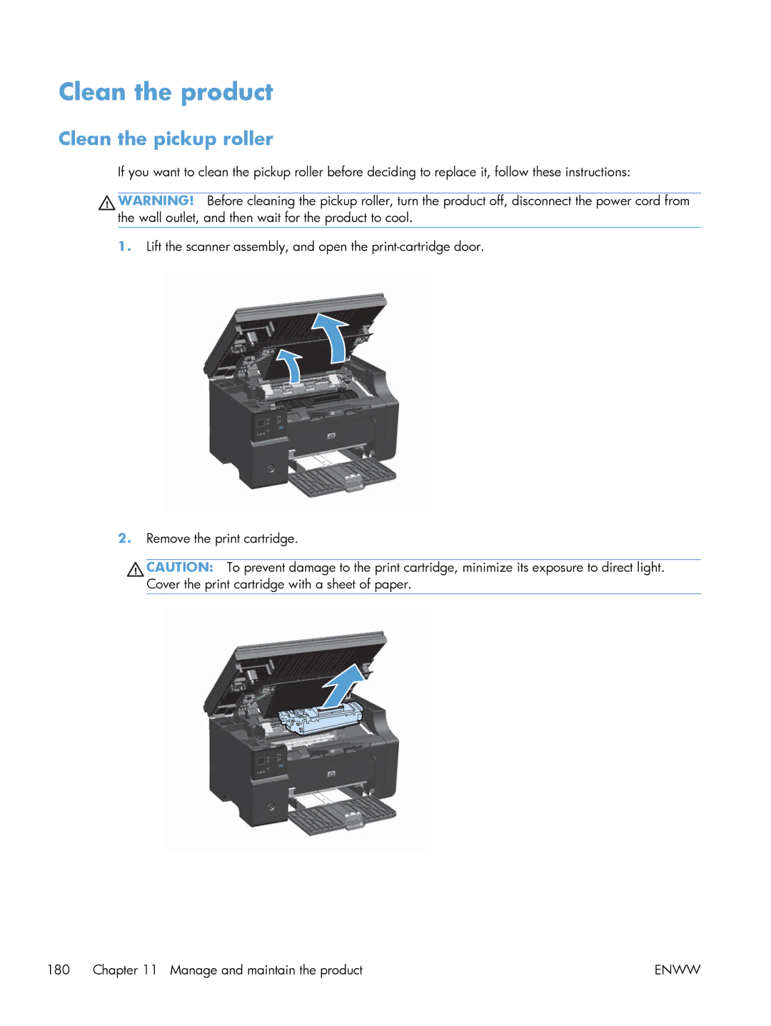 HP M1213nf, M1216nfh, M1214nfh manual Clean the product, Clean the pickup roller 