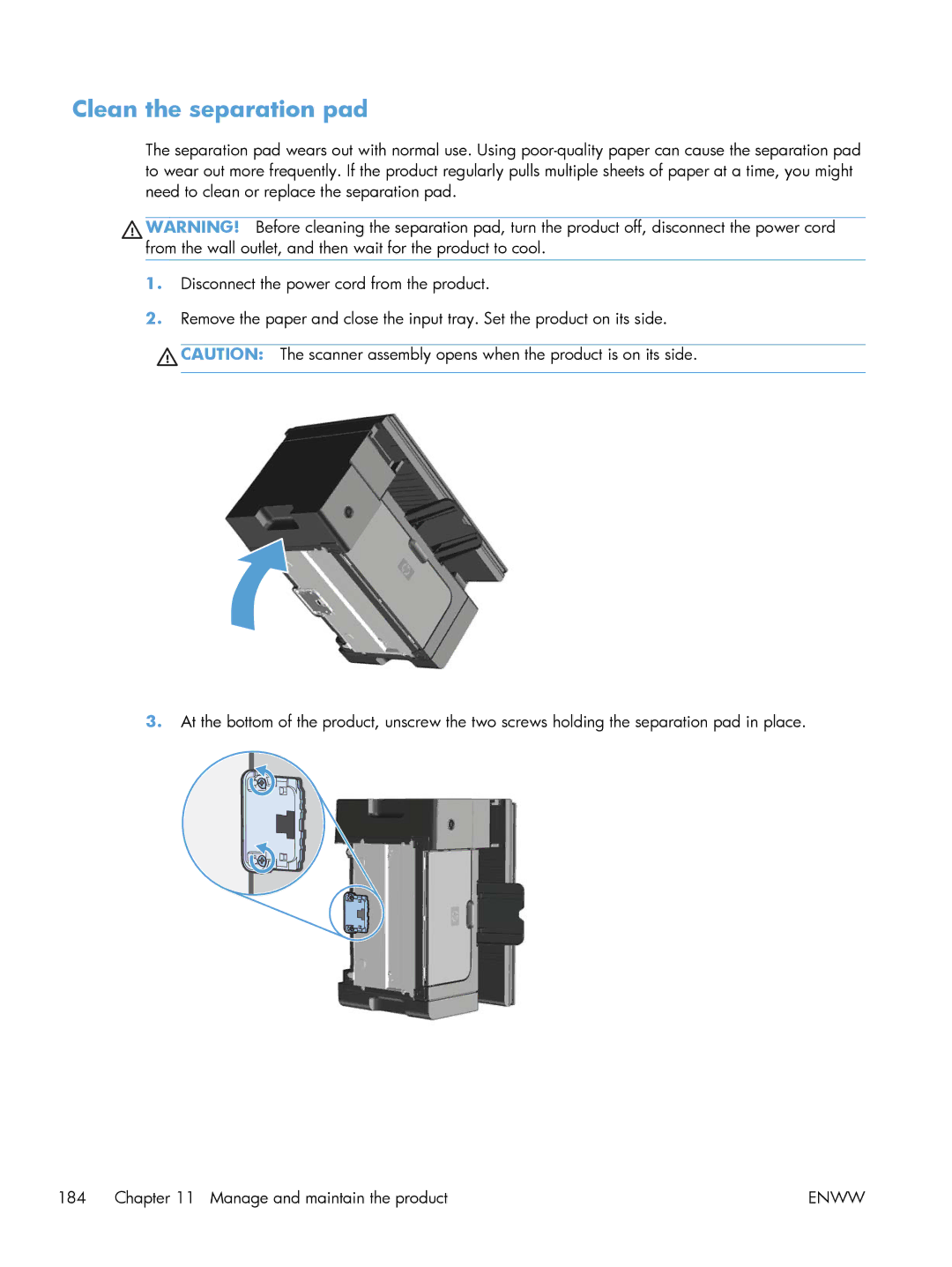 HP M1216nfh, M1214nfh, M1213nf manual Clean the separation pad 