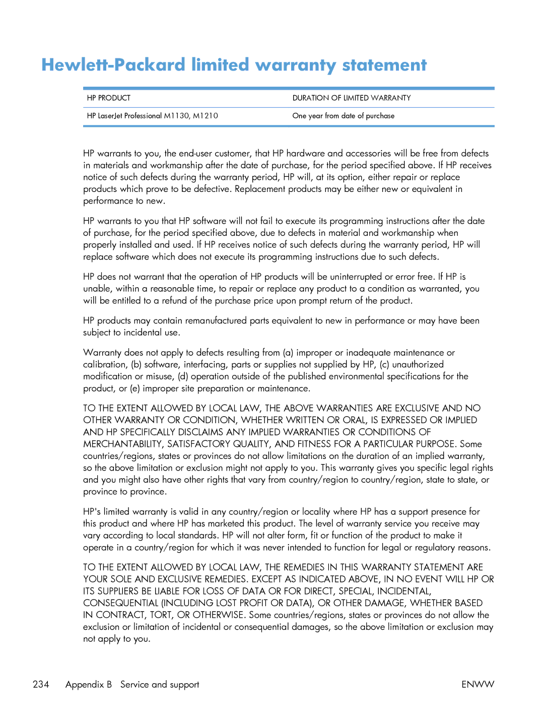 HP M1213nf, M1216nfh, M1214nfh manual Hewlett-Packard limited warranty statement 