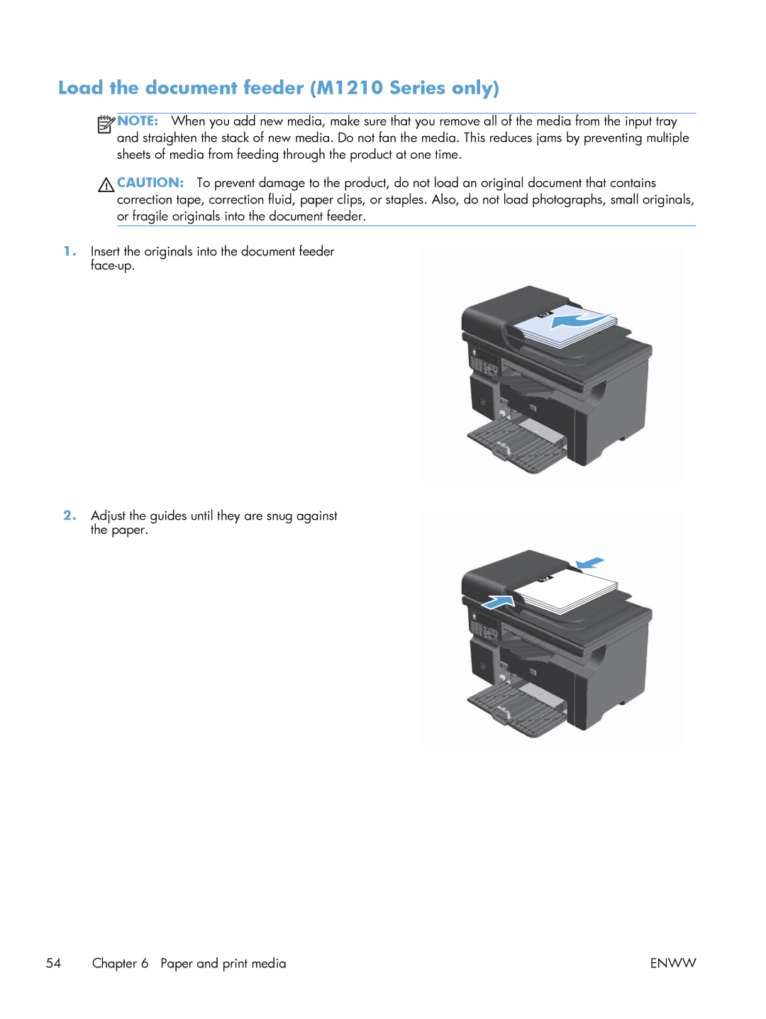 HP M1213nf, M1216nfh, M1214nfh manual Load the document feeder M1210 Series only 