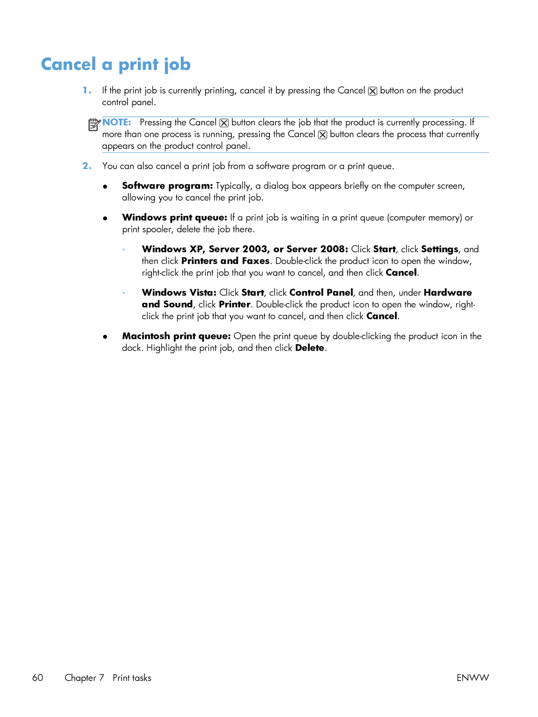 HP M1213nf, M1216nfh, M1214nfh manual Cancel a print job 