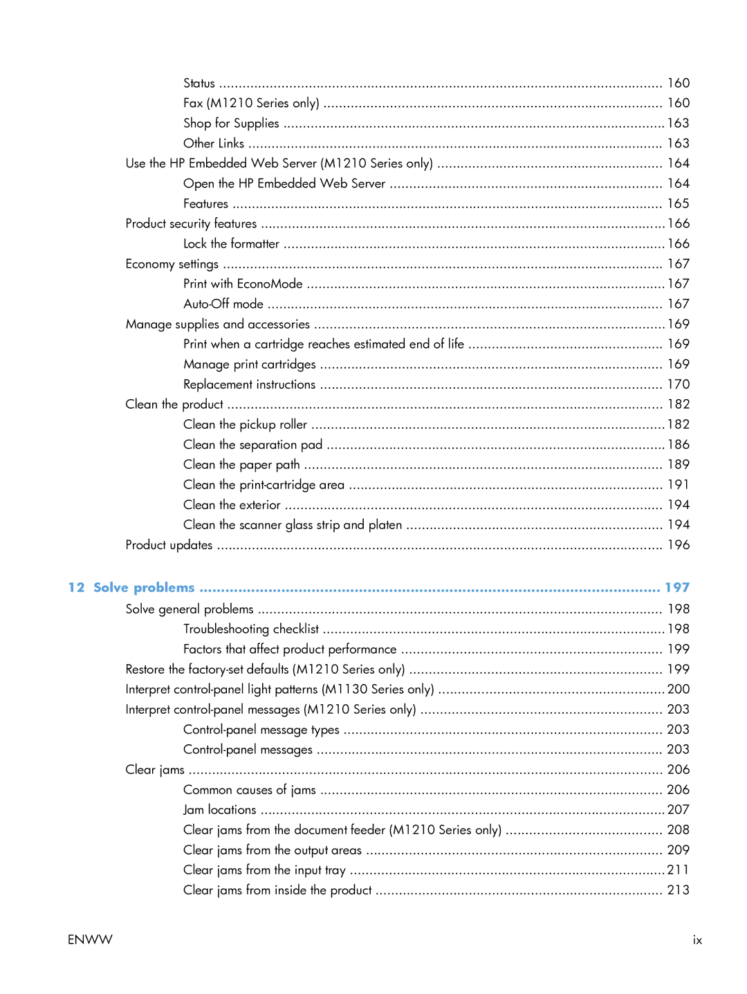 HP M1217NFW CE844A#BGJ manual Solve problems 197 