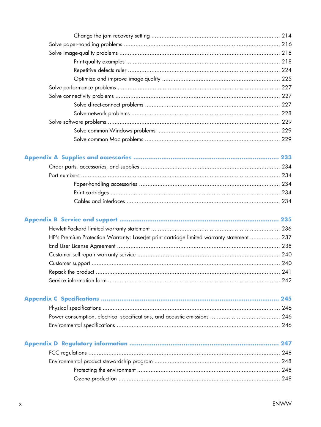 HP M1217NFW CE844A#BGJ manual Appendix a Supplies and accessories 233, Appendix B Service and support 235 