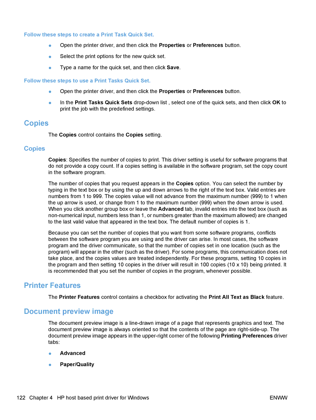 HP M1213nf, M1217nfw, M1216nfh, M1136 manual Copies, Printer Features, Document preview image 