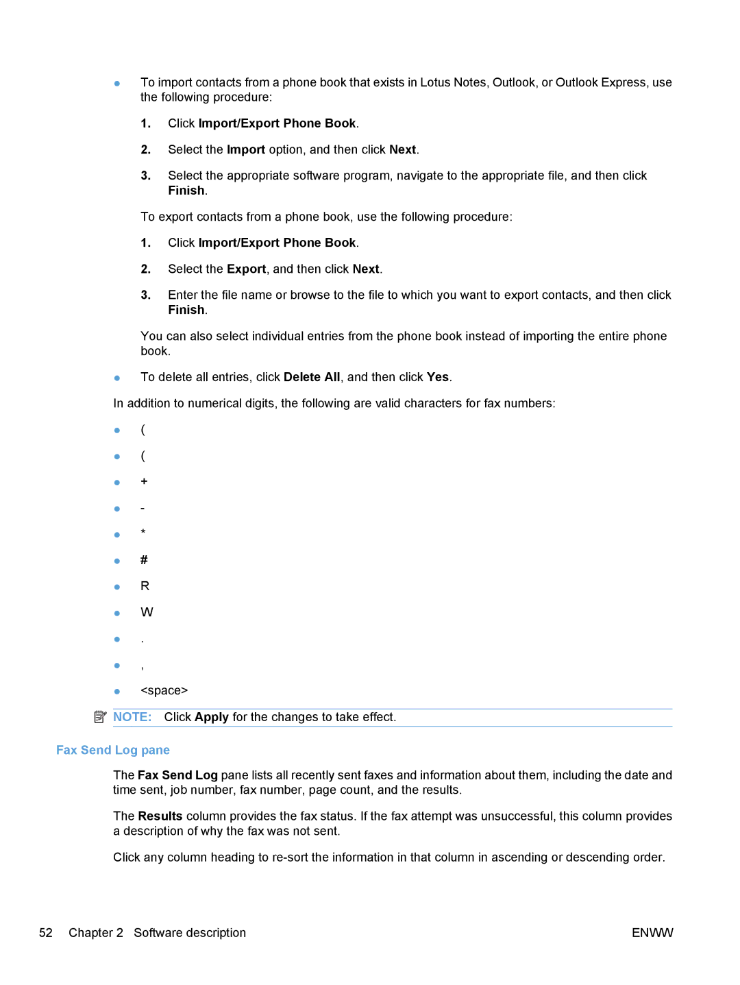 HP M1217nfw, M1216nfh, M1213nf, M1136 manual Click Import/Export Phone Book, Fax Send Log pane 