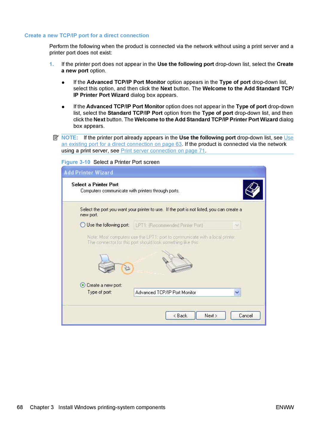 HP M1217nfw, M1216nfh, M1213nf, M1136 manual Create a new TCP/IP port for a direct connection 