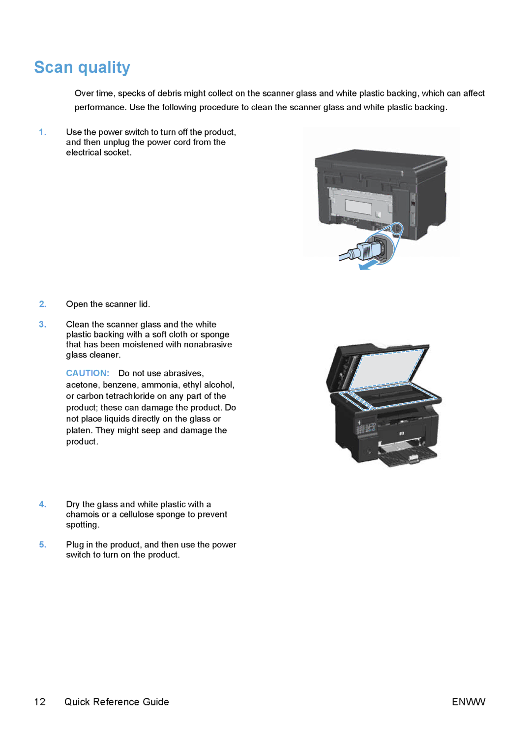 HP M1217nfw, M1216nfh, M1214nfh, M1213nf, M1136, M1132 manual Scan quality 