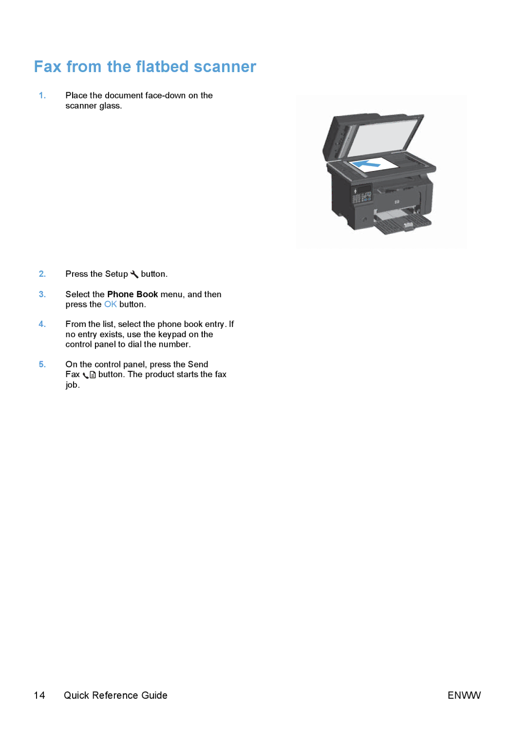 HP M1214nfh, M1217nfw, M1216nfh, M1213nf, M1136, M1132 manual Fax from the flatbed scanner 