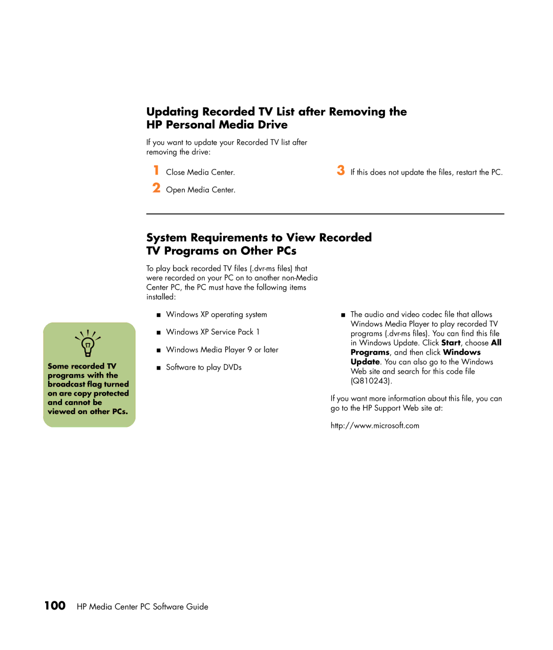 HP m1265c, m1299a, m1050y (PJ720AV), m1050e (PU061AV), m1050y (PU060AV), m1050e (PJ622AV) HP Media Center PC Software Guide 