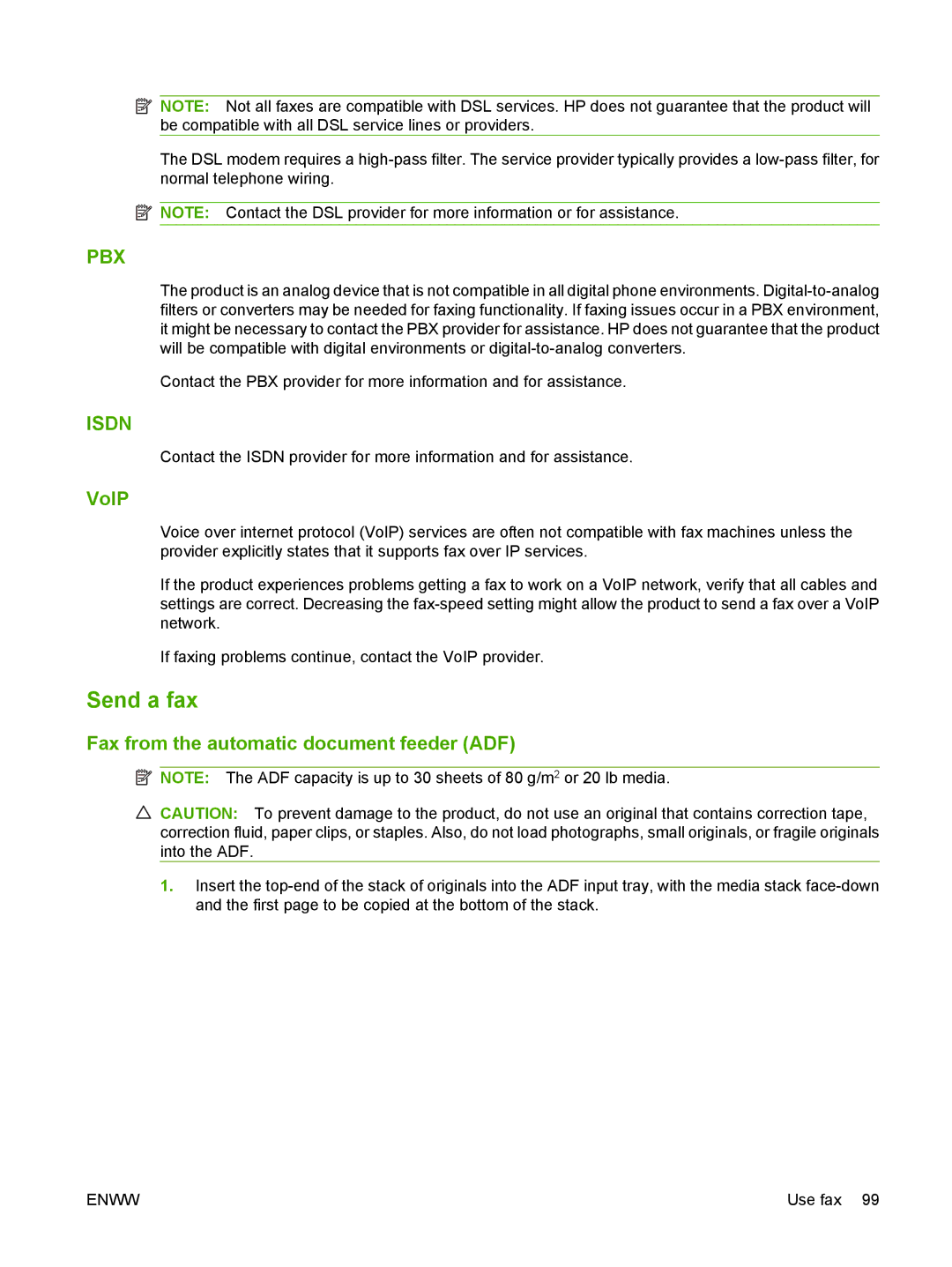 HP M1300 manual Send a fax, VoIP, Fax from the automatic document feeder ADF 