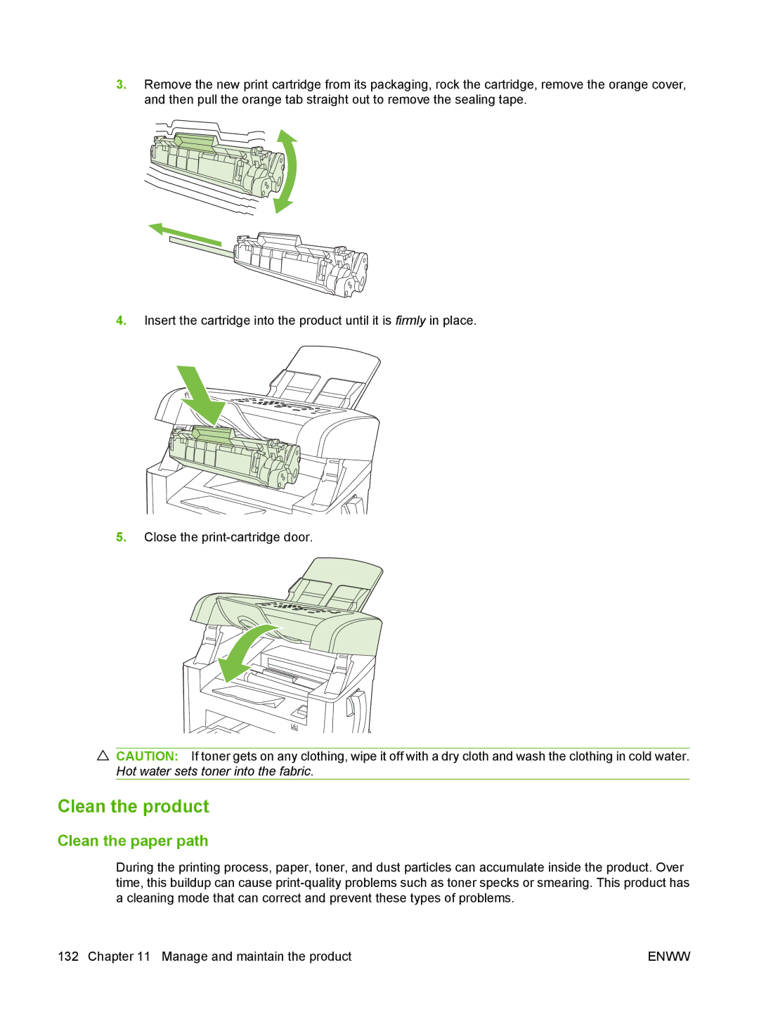 HP M1300 manual Clean the product, Clean the paper path 