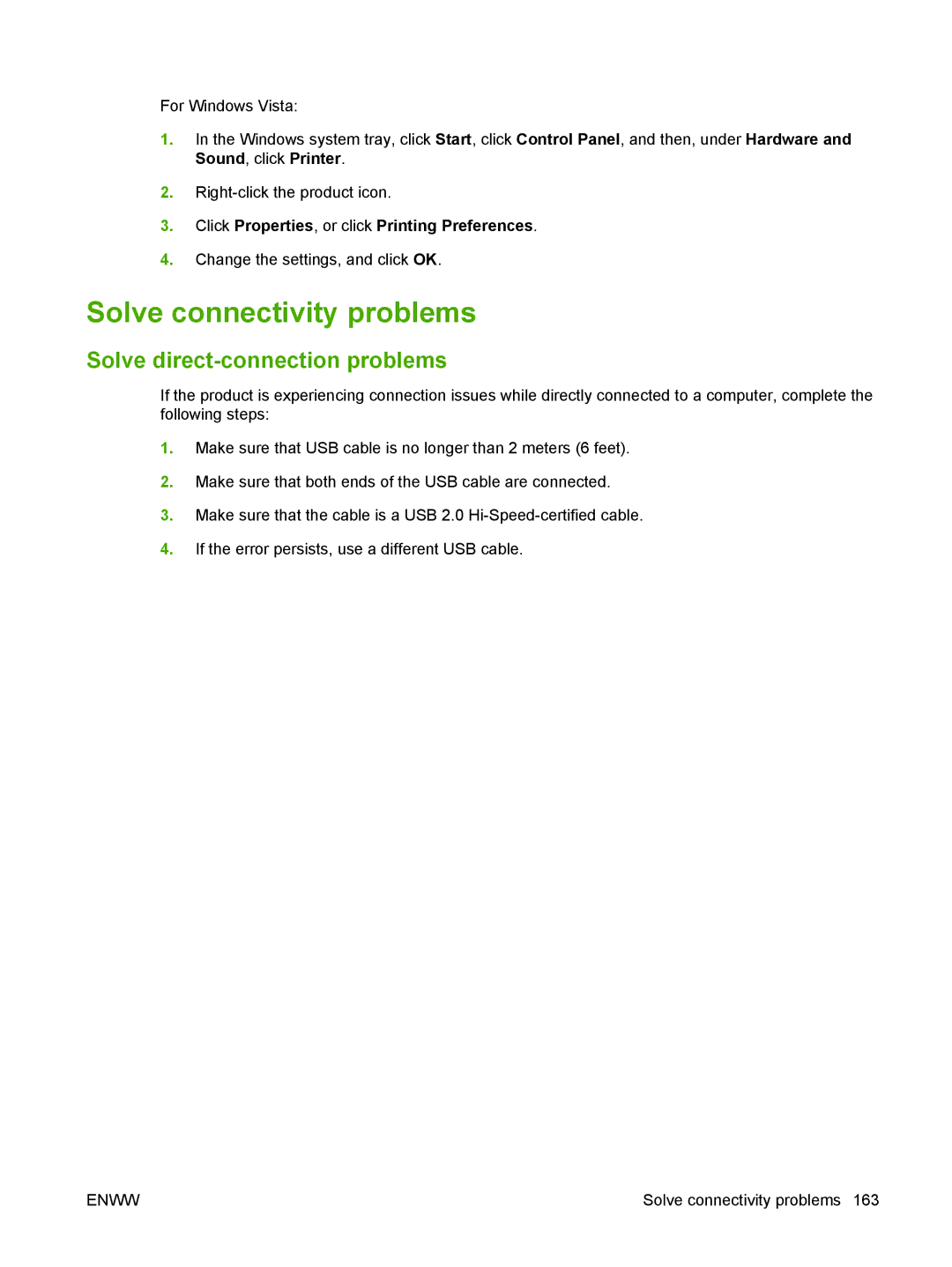 HP M1300 manual Solve connectivity problems, Solve direct-connection problems 