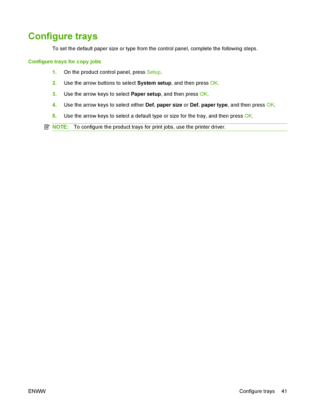 HP M1300 manual Configure trays for copy jobs 