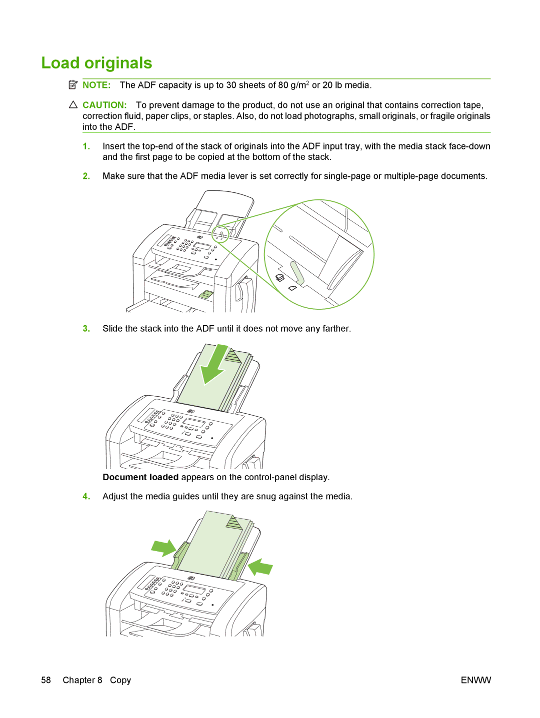 HP M1300 manual Load originals 