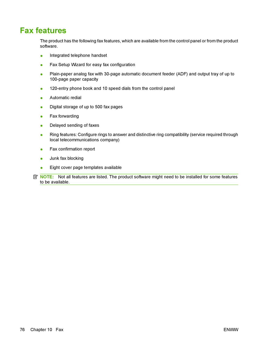 HP M1300 manual Fax features 