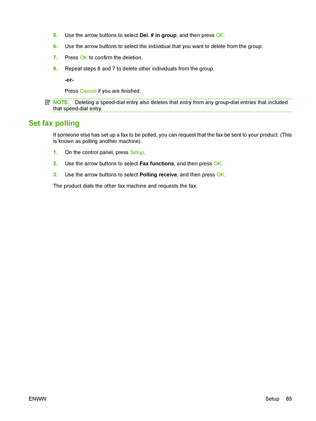 HP M1300 manual Set fax polling 