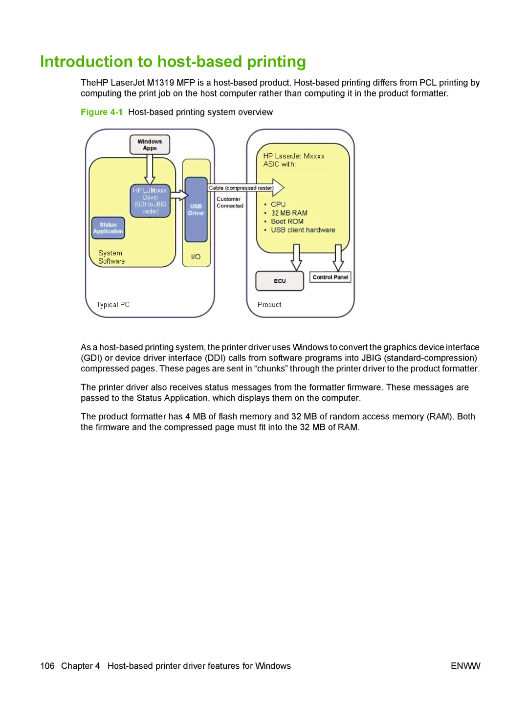 HP M1300 manual Introduction to host-based printing 