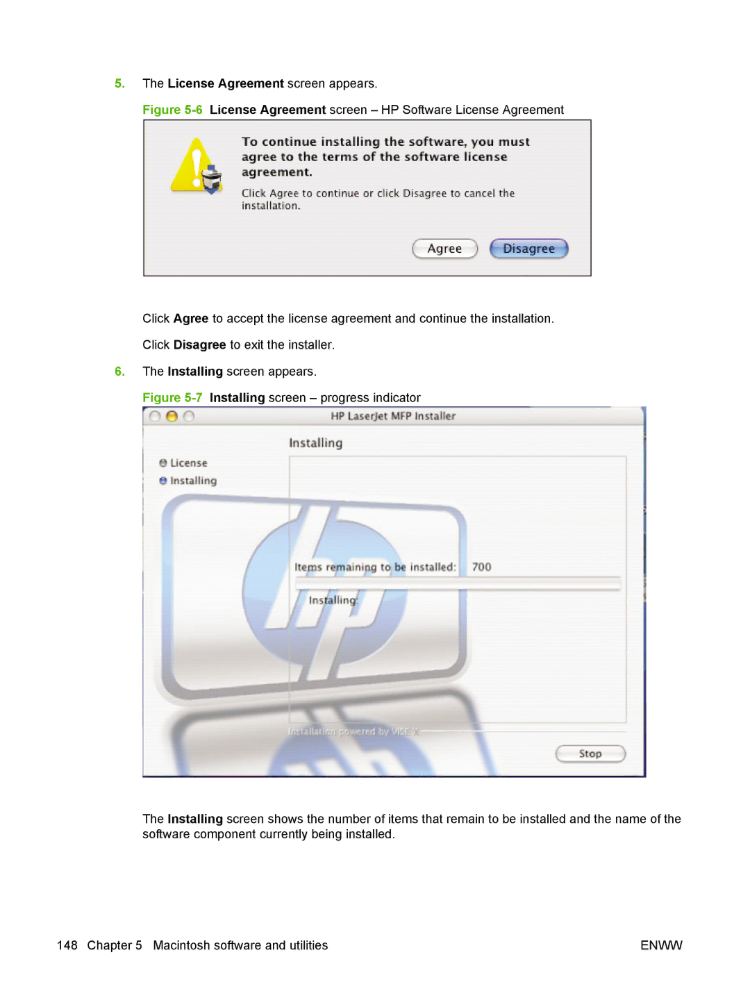 HP M1300 manual License Agreement screen appears 