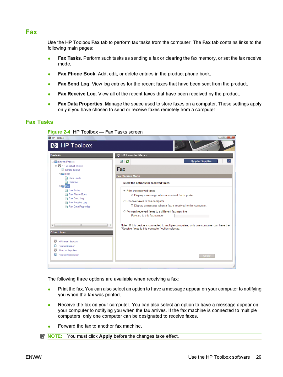 HP M1300 manual Fax Tasks 