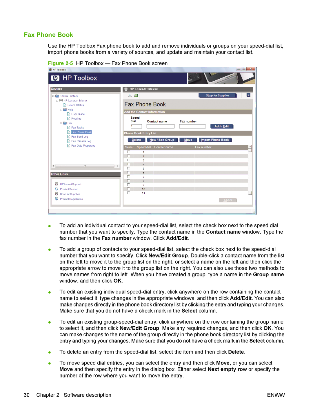 HP M1300 manual Fax Phone Book 