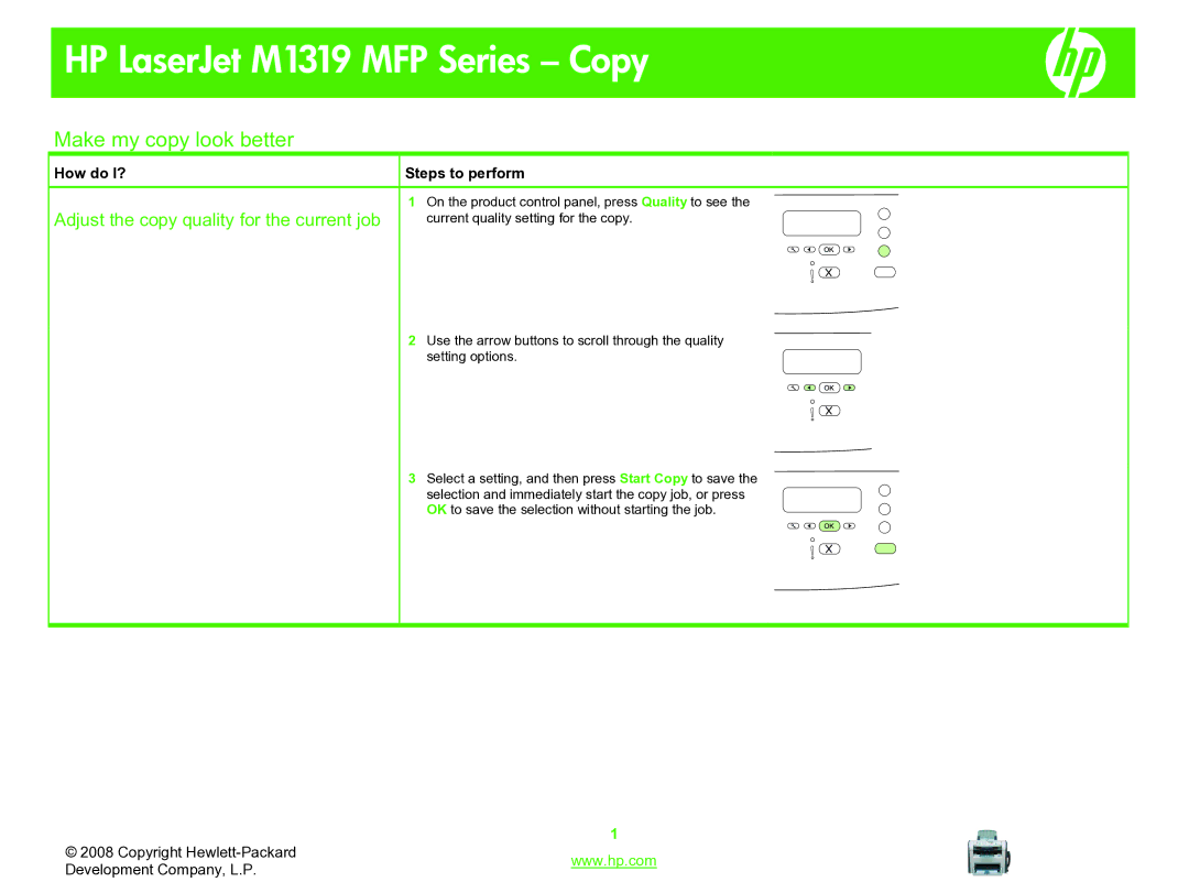 HP M1319 manual Make my copy look better, Adjust the copy quality for the current job 