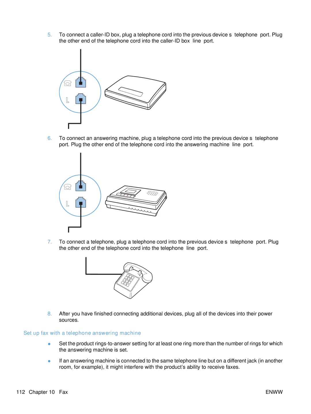 HP M1530 manual Set up fax with a telephone answering machine 