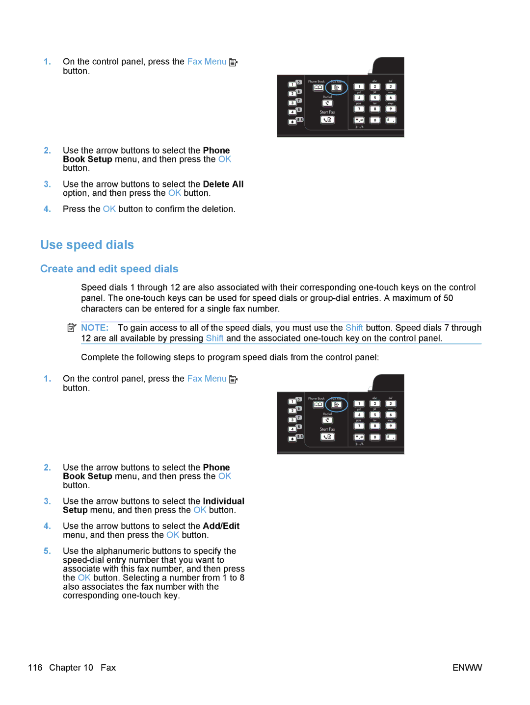 HP M1530 manual Use speed dials, Create and edit speed dials 