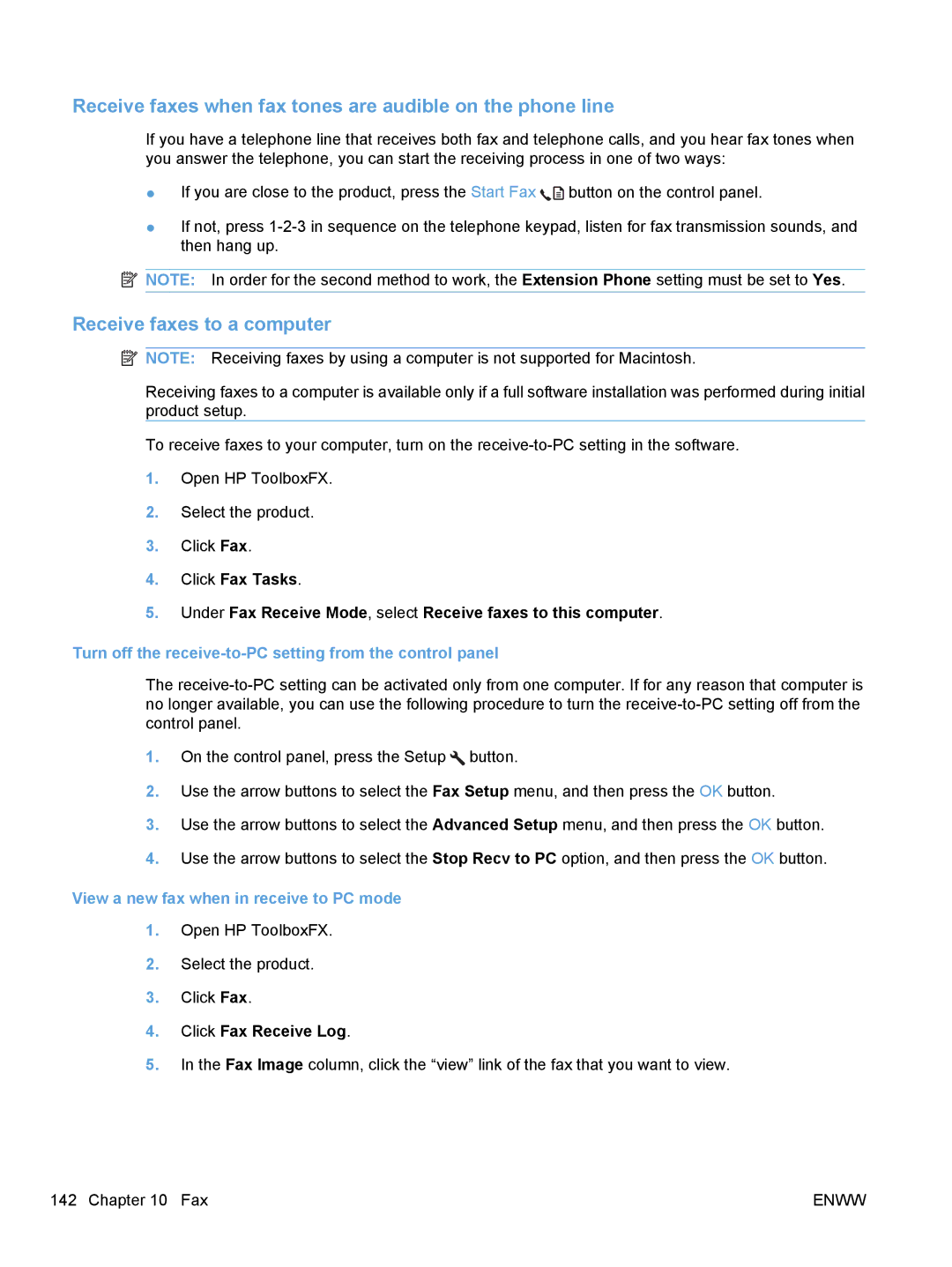 HP M1530 manual Receive faxes when fax tones are audible on the phone line, Receive faxes to a computer 