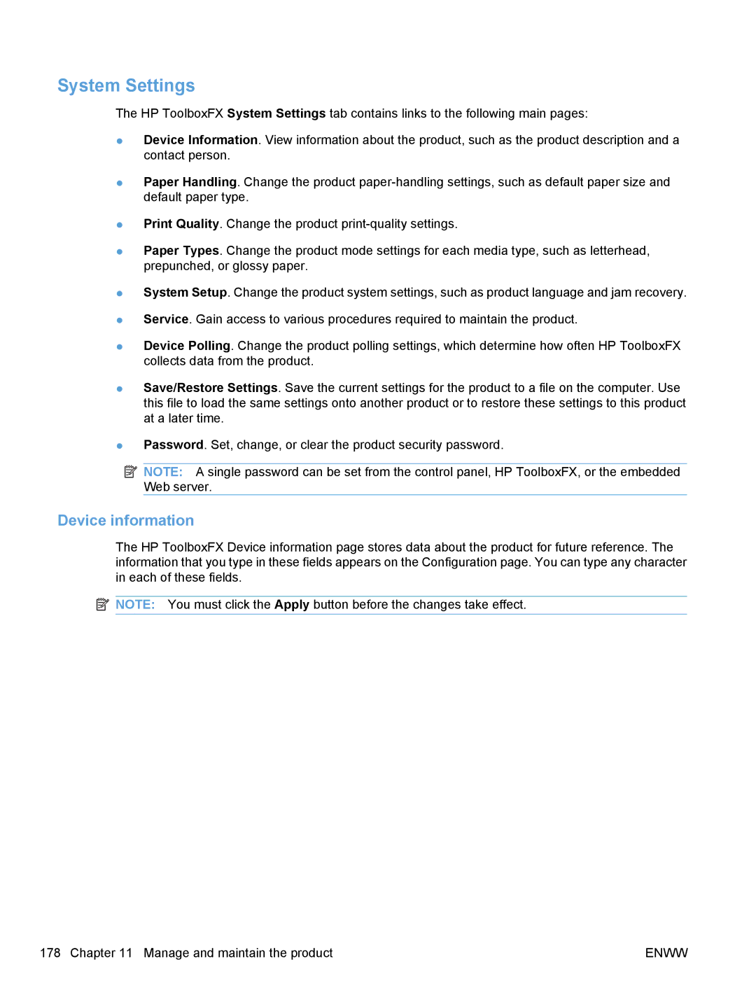 HP M1530 manual System Settings, Device information 