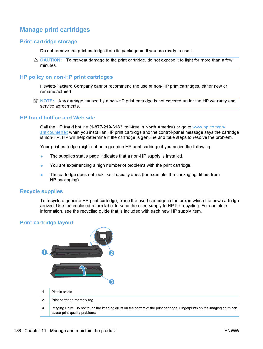 HP M1530 manual Manage print cartridges 