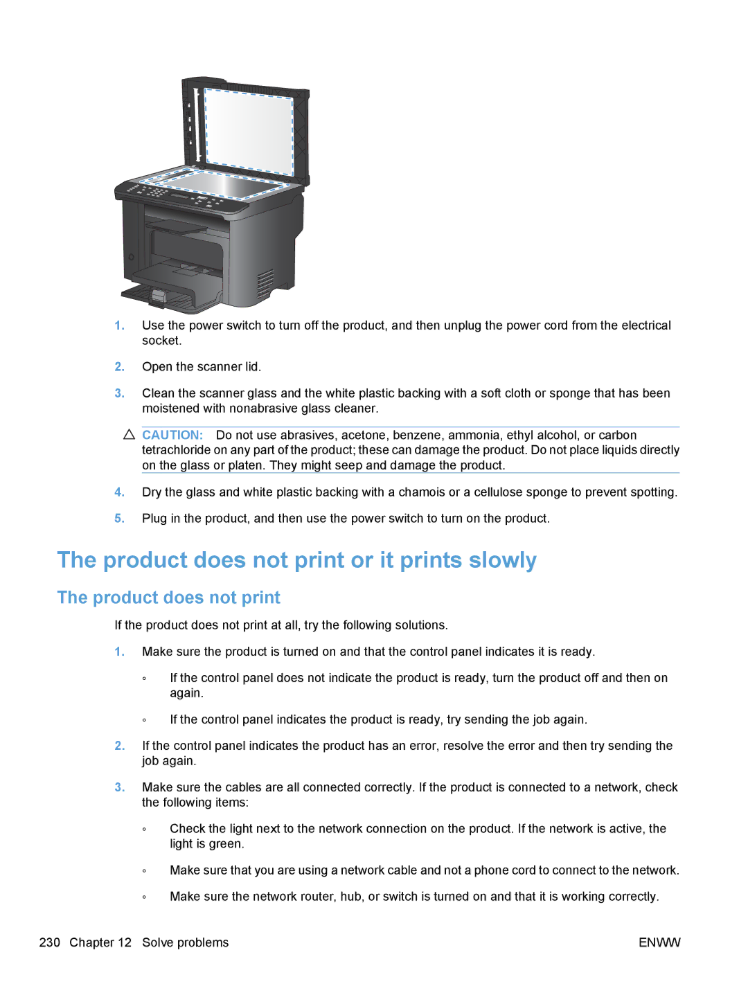 HP M1530 manual Product does not print or it prints slowly 